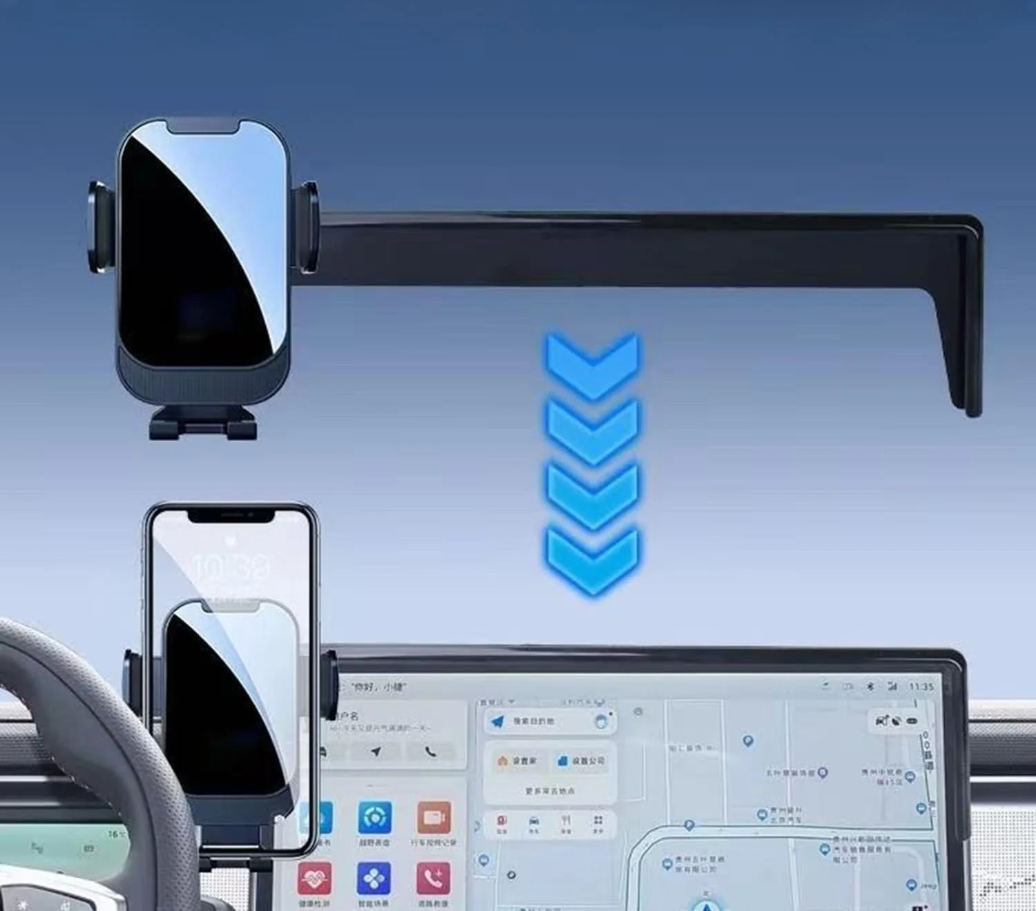 نگهدارنده گوشی موبایل سازگار با مدل ROX 01 سال های 2023، 2024 و 2025، گیره ثابت برای صفحه نمایش 15.7 اینچی، نگهدارنده گوشی با قابلیت چرخش 360 درجه برای صفحه نمایش مسیریابی خودرو