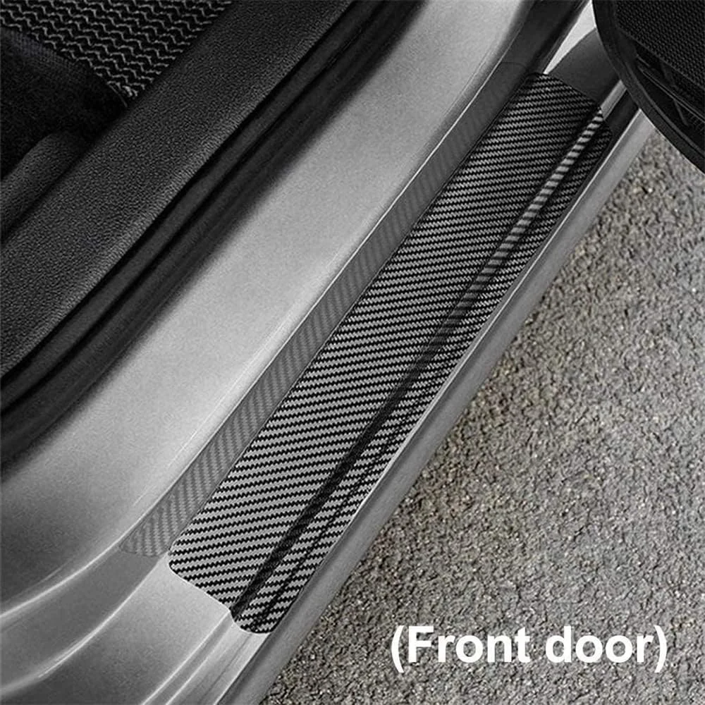 محافظ رکاب درب خودرو ELECDON بسته 4 عددی، محافظ سپر درب خودرو فیبر کربنی، نوار ضد خش و ساییدگی، استیکرهای فیبر کربنی سه بعدی، مناسب برای خودروهای سواری، شاسی بلند و وانت