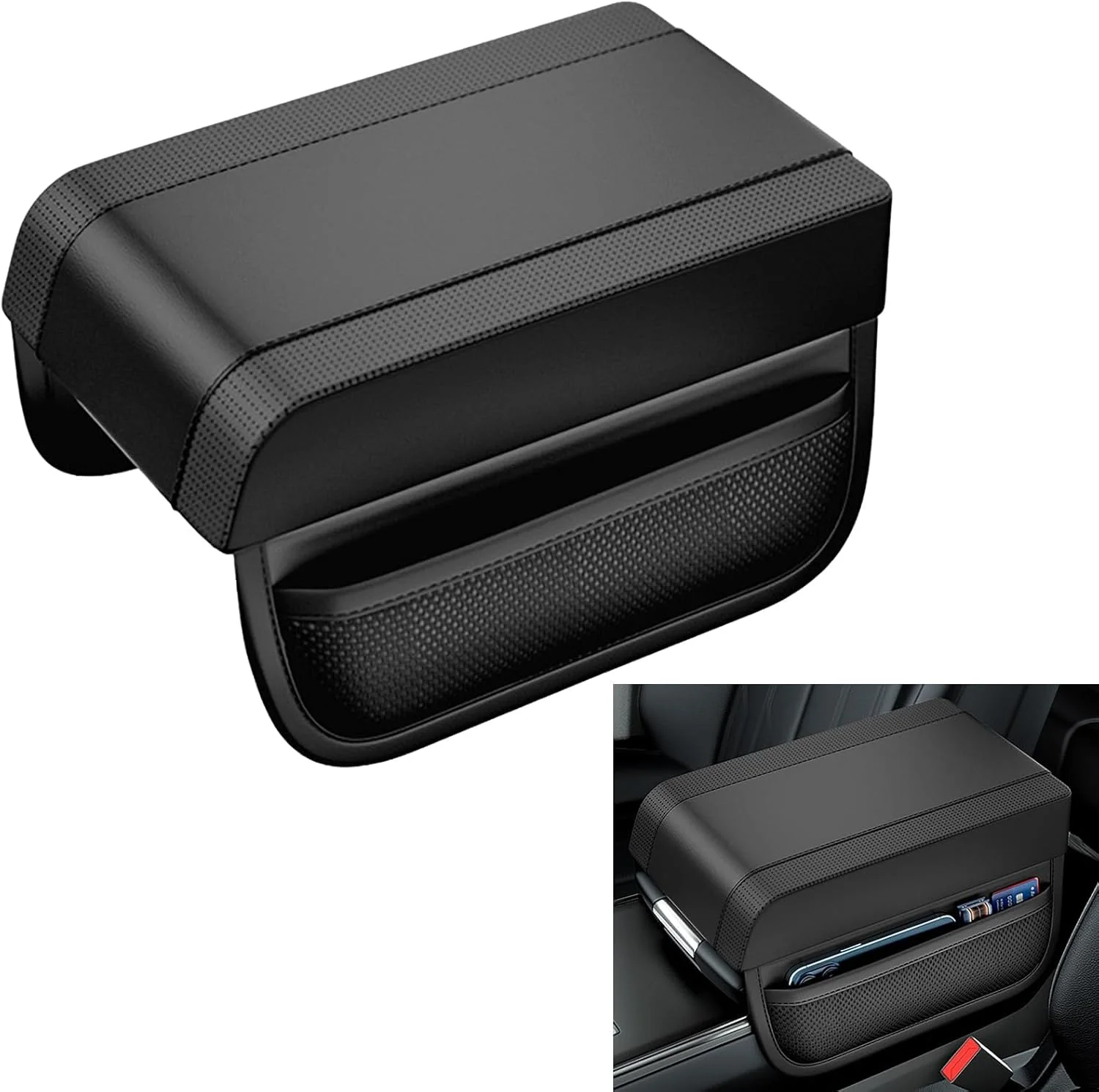 روکش کنسول وسط خودرو بیگ تری، مناسب برای انواع خودروها با 2 کیف نگهداری، پد زیر آرنج ضدآب، لوازم جانبی داخلی خودرو با فوم حافظه دار ممتاز برای خودروهای تویوتا، هیوندای، نیسان