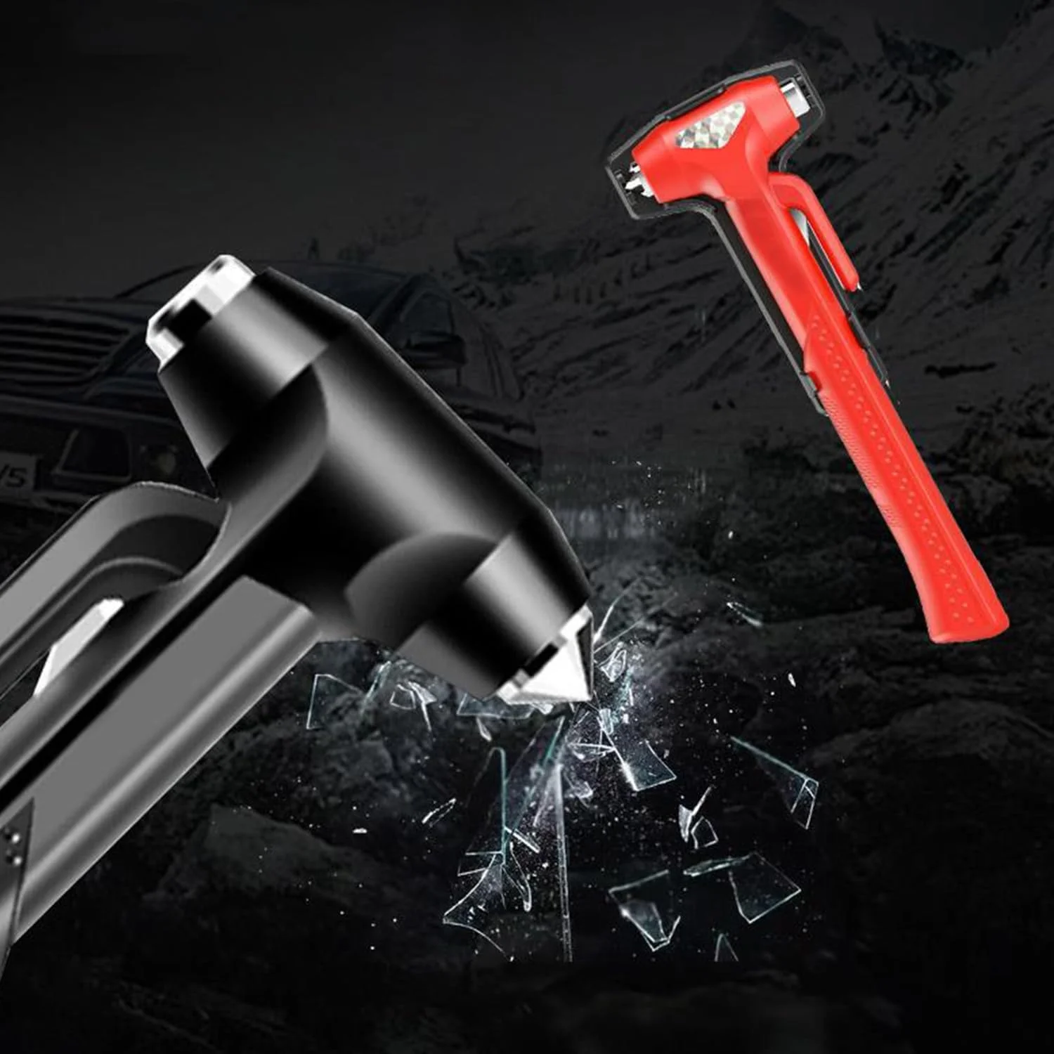 شیشه شکن خودرو - چکش ایمنی خودرو با کیفیت عالی - ابزار فرار اضطراری با شیشه شکن و برش کمربند ایمنی، کیت نجات دهنده زندگی
