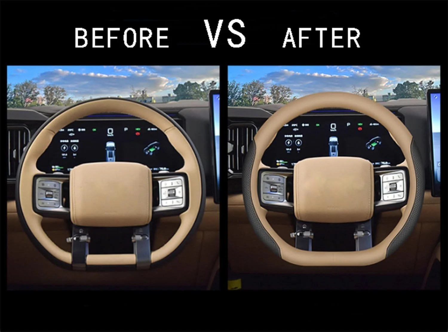 روکش فرمان چرمی ممتاز خودرو سازگار با BYD Leopard 8 مدل 2024 2025، روکش محافظ فرمان خودرو از جنس چرم میکروفیبر تنفسی و ضد لغزش (زرد)