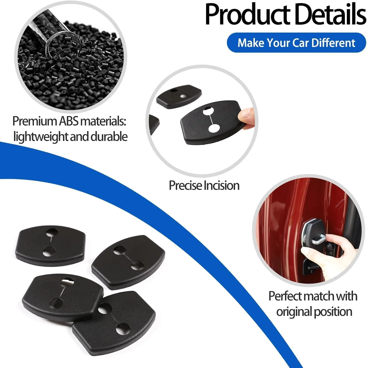 روکش قفل درب ABS مناسب برای تویوتا FJ Cruiser 2007-2021، لوازم جانبی قفل درب جانبی خودرو FJ Cruiser