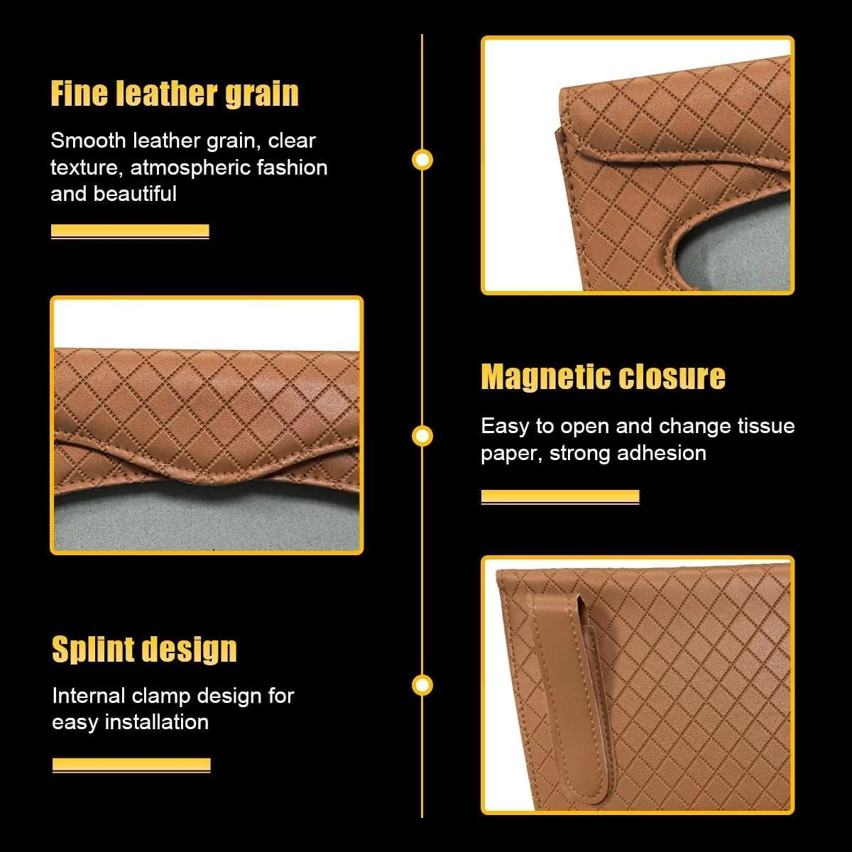 جا دستمال کاغذی، نگهدارنده جعبه دستمال کاغذی آفتابگیر برای لوازم جانبی و وسایل خودرو (قهوه ای)