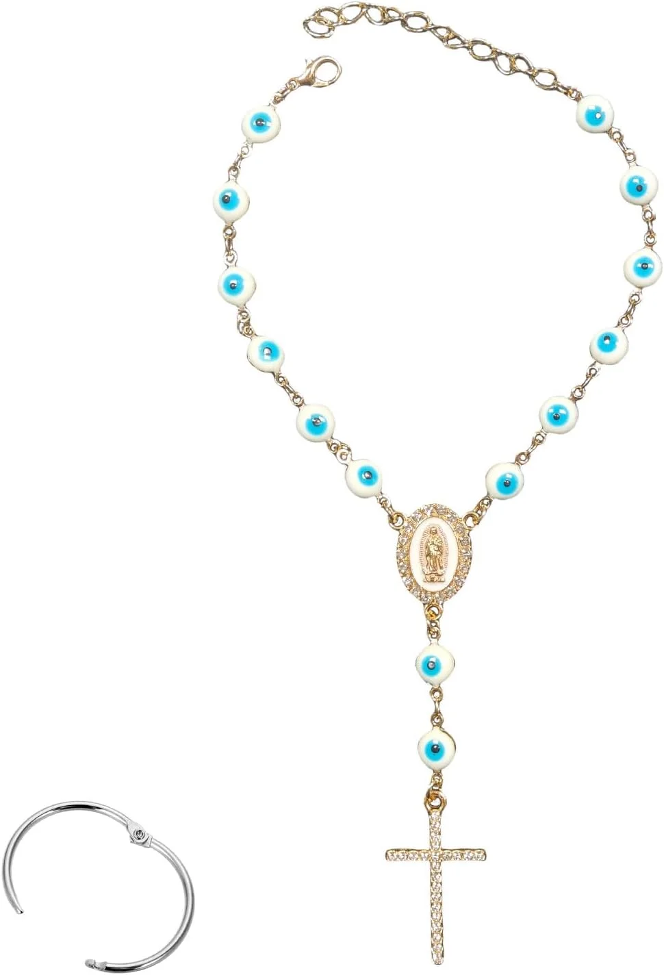 تسبیح خودرو برای آینه دید عقب، آویز چشم نظر، تزئینات داخلی خودرو، مدال و صلیب خودرو، آویز شخصی سازی شده برای زنان و مردان، آبی، رزین فلزی