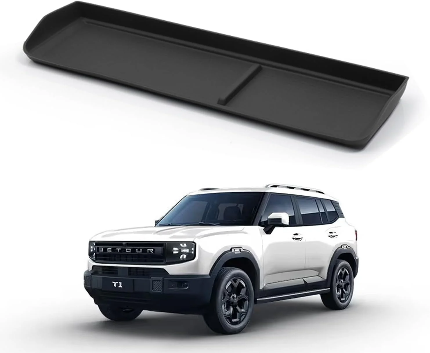 جعبه ذخیره سازی داشبورد خودرو برای جتور T1 مدل 2025 2026، سینی کنسول سازمان دهنده داشبورد صندلی سرنشین سیلیکونی نرم، سینی ذخیره سازی ضد آب بالای جعبه دستکش، لوازم جانبی داخلی T1