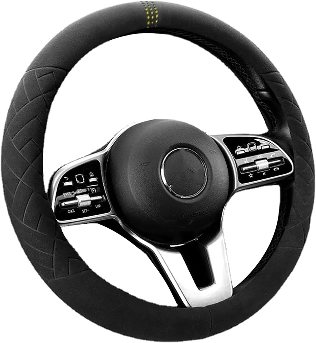 روکش فرمان خودرو جیر، محافظ ضد لغزش برای مرسدس بنز جیپ رانگلر با شبکه نشانگر اصلاح، لوازم جانبی خودرو جهانی تنفسی، مناسب برای 14.5-15 اینچ