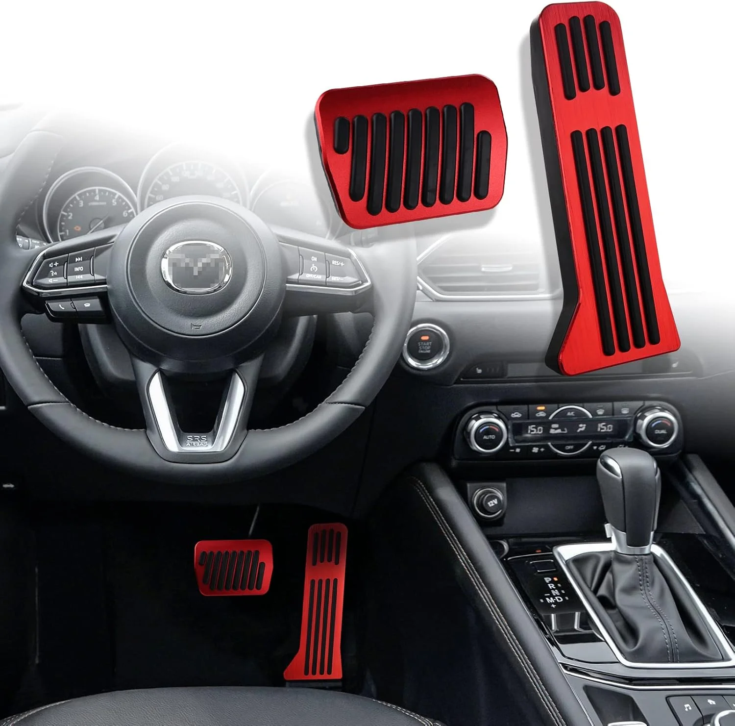 ANFOKAS روکش پدال خودرو آلومینیومی ضد لغزش اسپرت قرمز رنگ مناسب برای مزدا 3، 6، CX5، CX9 ANFOKAS روکش پدال خودرو آلومینیومی ضد لغزش اسپرت قرمز رنگ مناسب برای مزدا 3، 6، CX5، CX9