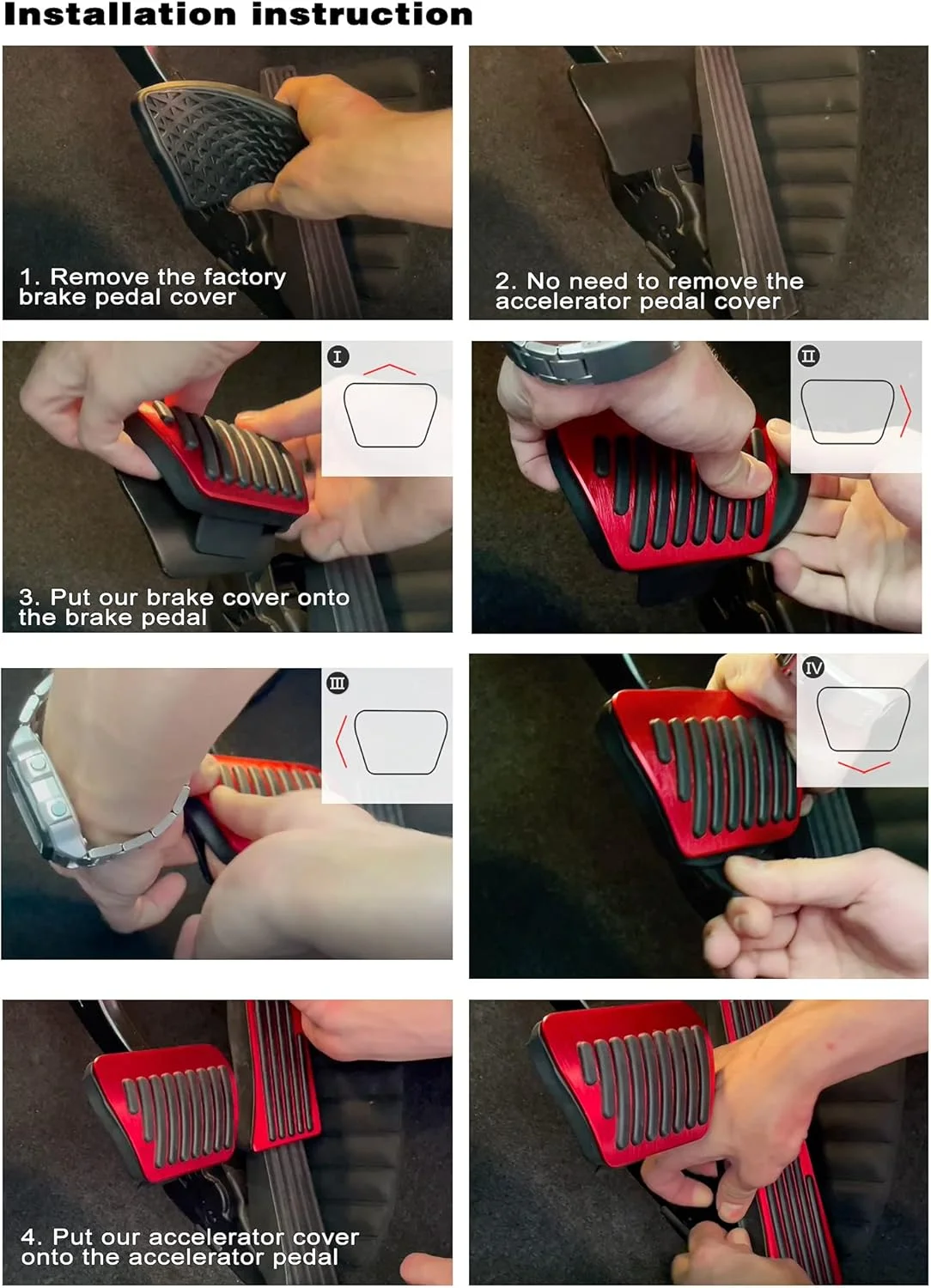 ANFOKAS روکش پدال خودرو آلومینیومی ضد لغزش اسپرت قرمز رنگ مناسب برای مزدا 3، 6، CX5، CX9