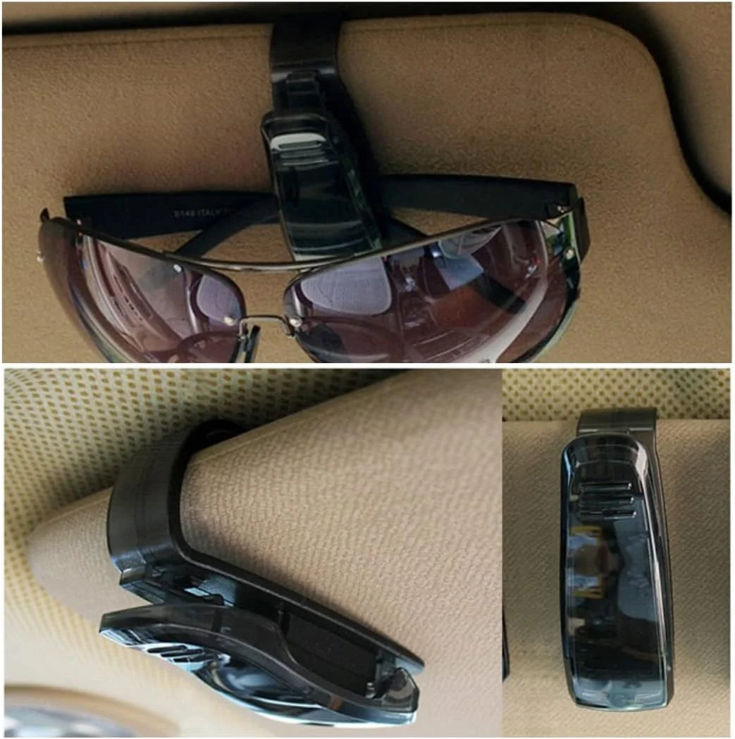 نگهدارنده عینک آفتابی خودرو Sulfar، گیره نگهدارنده عینک برای آفتابگیر، مناسب برای همه خودروها، شاسی بلندها و کامیون ها (مشکی یونیورسال)