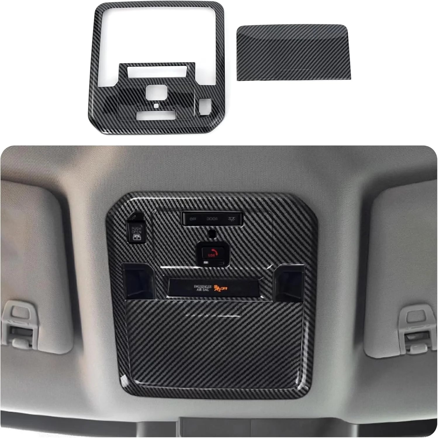 لوازم جانبی خودرو مناسب برای تویوتا تاندرا 2022 2023 2024 2025، روکش قاب چراغ مطالعه جلو (طرح فیبر کربن)، 2 عدد ABS