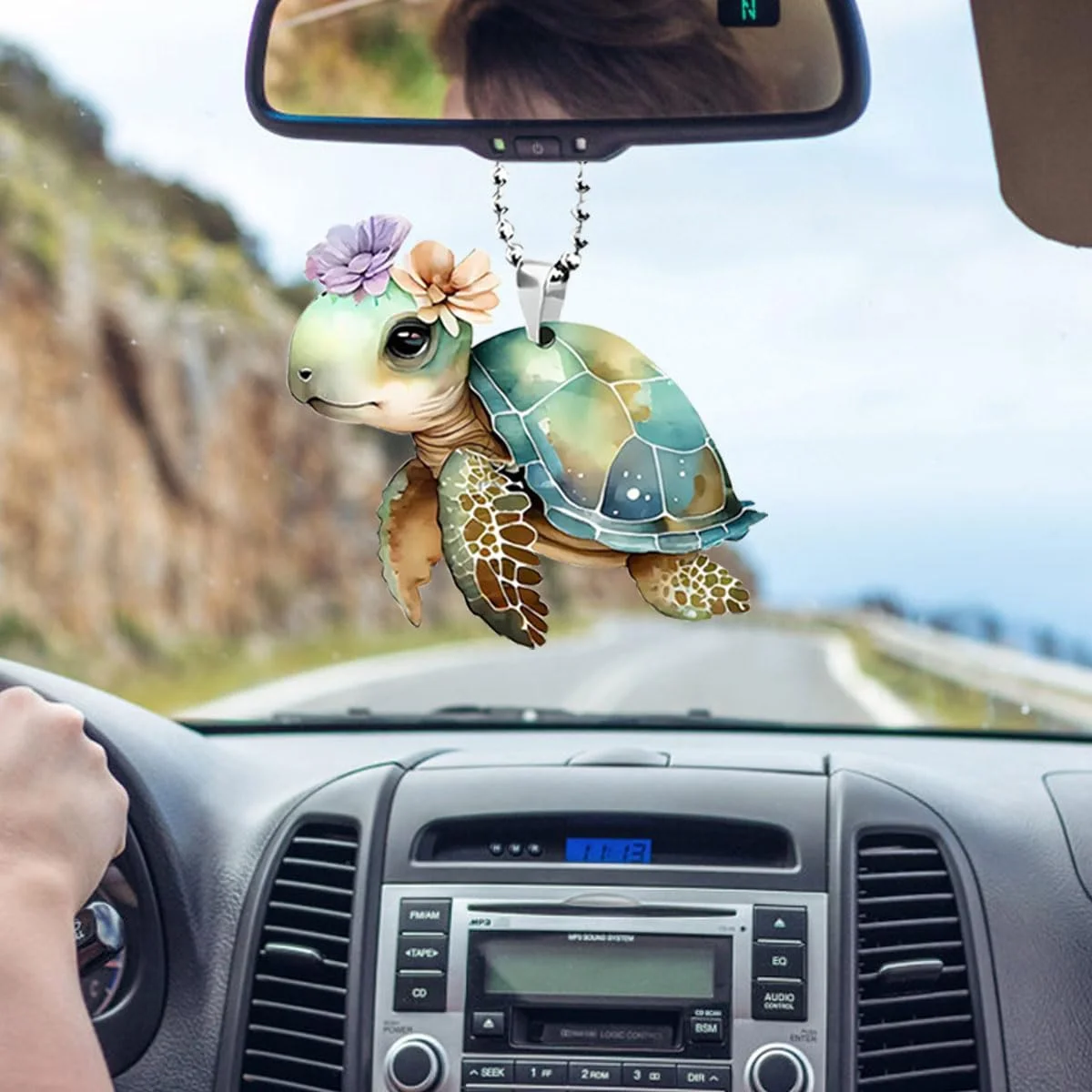 آویز تزیینی آینه خودرو - آویز جذاب آینه عقب خودرو، آویز باغی برای دکوراسیون منزل، مناسبت های مختلف (لاک پشت سبز)