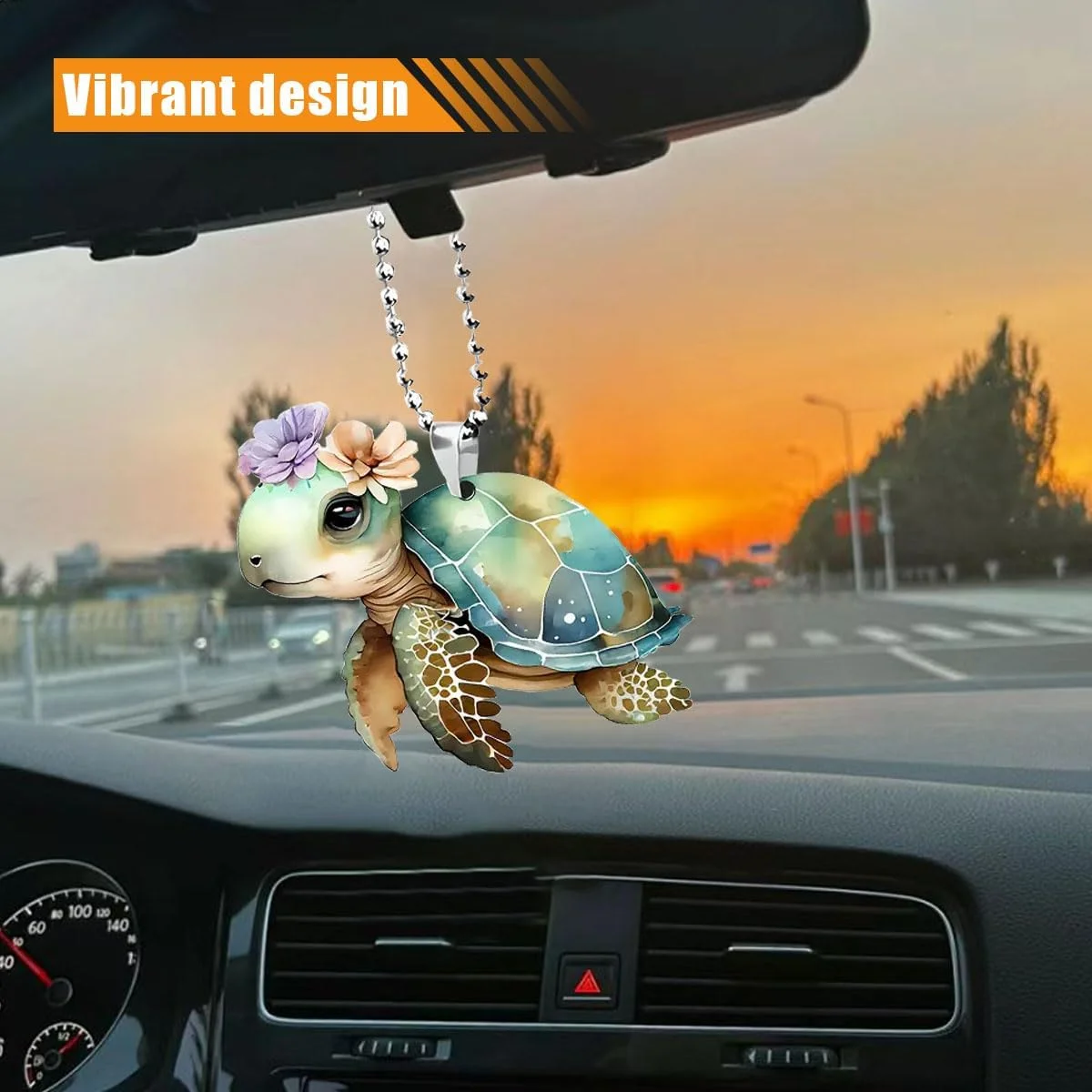 آویز تزیینی آینه خودرو - آویز جذاب آینه عقب خودرو، آویز باغی برای دکوراسیون منزل، مناسبت های مختلف (لاک پشت سبز)