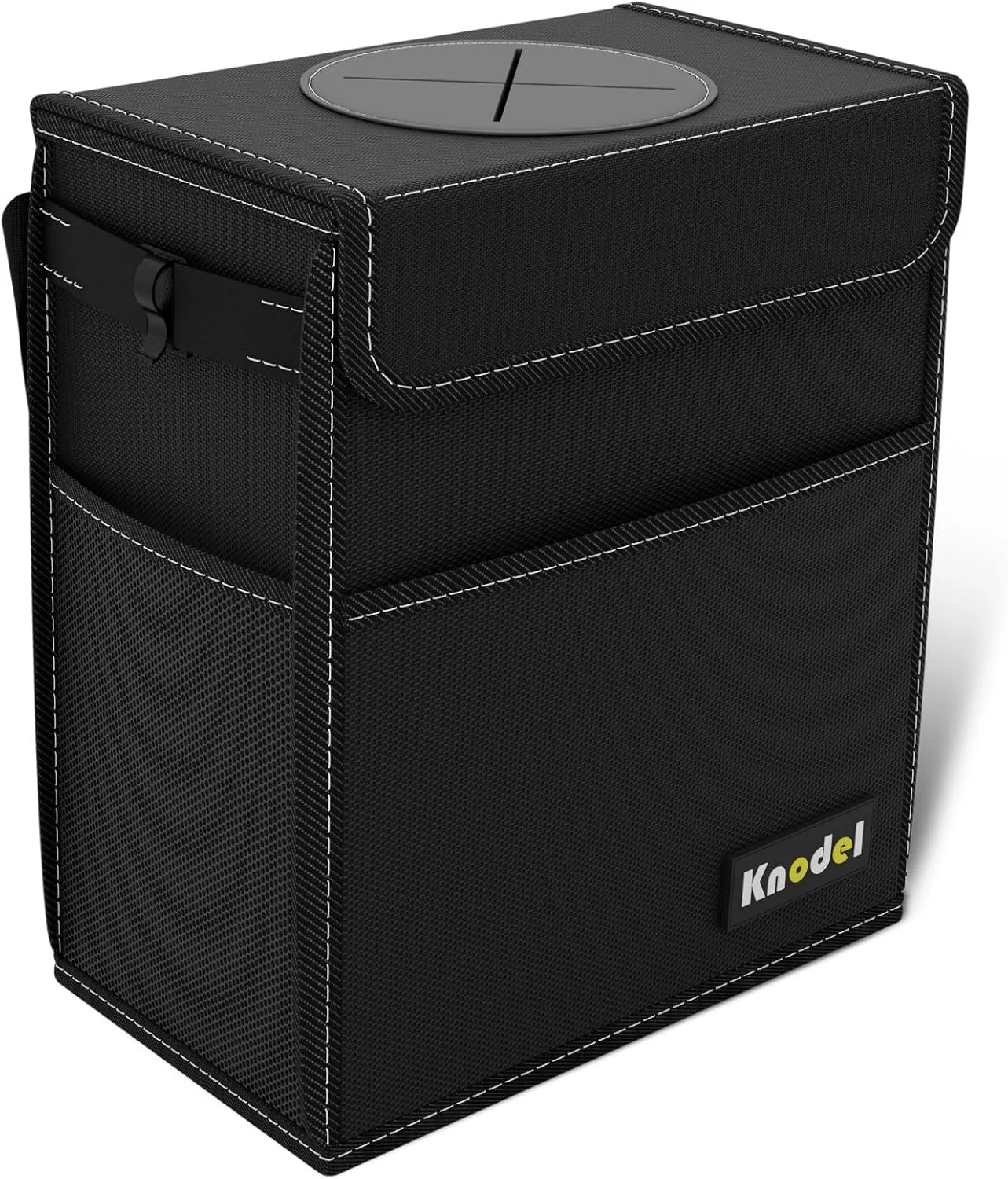 سطل زباله خودرو KNODEL، سطل زباله ضد آب خودرو، کیسه زباله خودرو با درب، سطل زباله ضد نشت خودرو، آویز سطل زباله خودرو (بزرگ، مشکی)