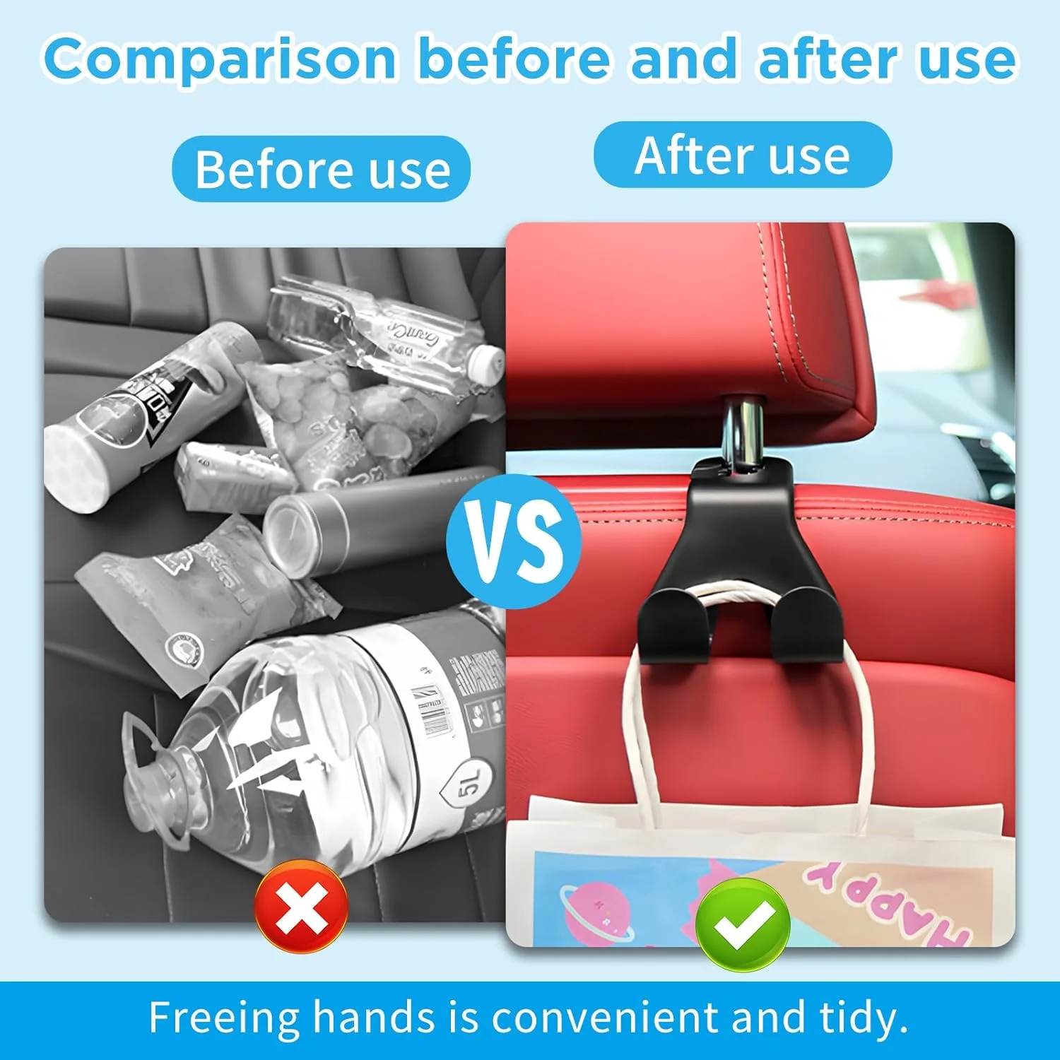 آویز پشت سری خودرو، بسته 4 عددی، نگهدارنده کیسه های خرید، کت، چتر، کیف دستی - لوازم جانبی نظم دهنده خودرو