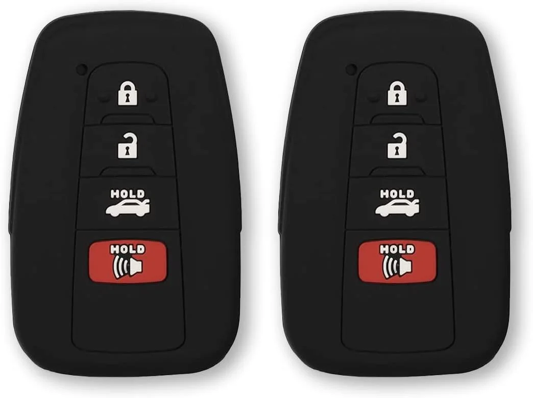 کاور سیلیکونی ریموت خودرو Autobase مناسب برای تویوتا کمری، راو4، هایلندر، آوالون، سی-اچ آر، پریوس، کرولا، جی تی 86 | لوازم جانبی خودرو | قاب محافظ کلید، 2 عدد (مشکی)