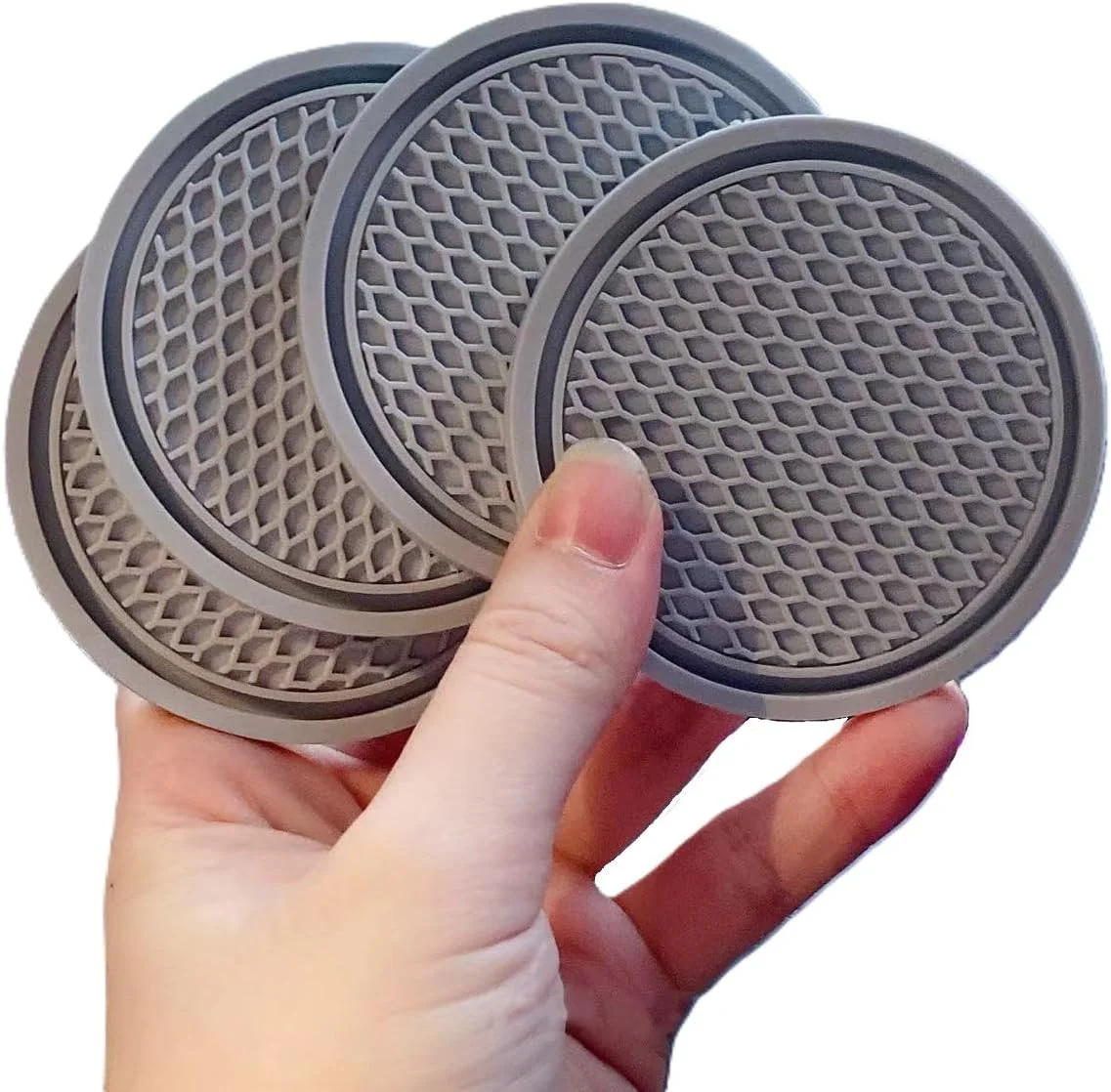 زیرلیوانی جالیوانی خودرو، سایز 7 سانتی متر، زیرلیوانی ضد لغزش یونیورسال، ست لوازم جانبی خودرو 4 عددی (خاکستری) زیرلیوانی جالیوانی خودرو، سایز 7 سانتی متر، زیرلیوانی ضد لغزش یونیورسال، ست لوازم جانبی خودرو 4 عددی (خاکستری)