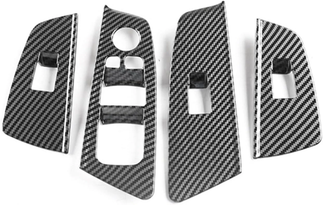 4 عدد روکش دکمه کلید بالابر شیشه خودرو با طرح فیبر کربن، مناسب برای سری 5 BMW G30 مدل 2018-2022، لوازم جانبی خودرو، روکش کلید خودرو