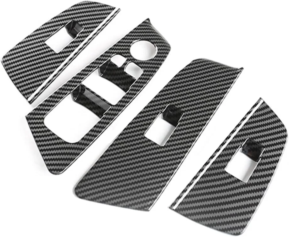4 عدد روکش دکمه کلید بالابر شیشه خودرو با طرح فیبر کربن، مناسب برای سری 5 BMW G30 مدل 2018-2022، لوازم جانبی خودرو، روکش کلید خودرو