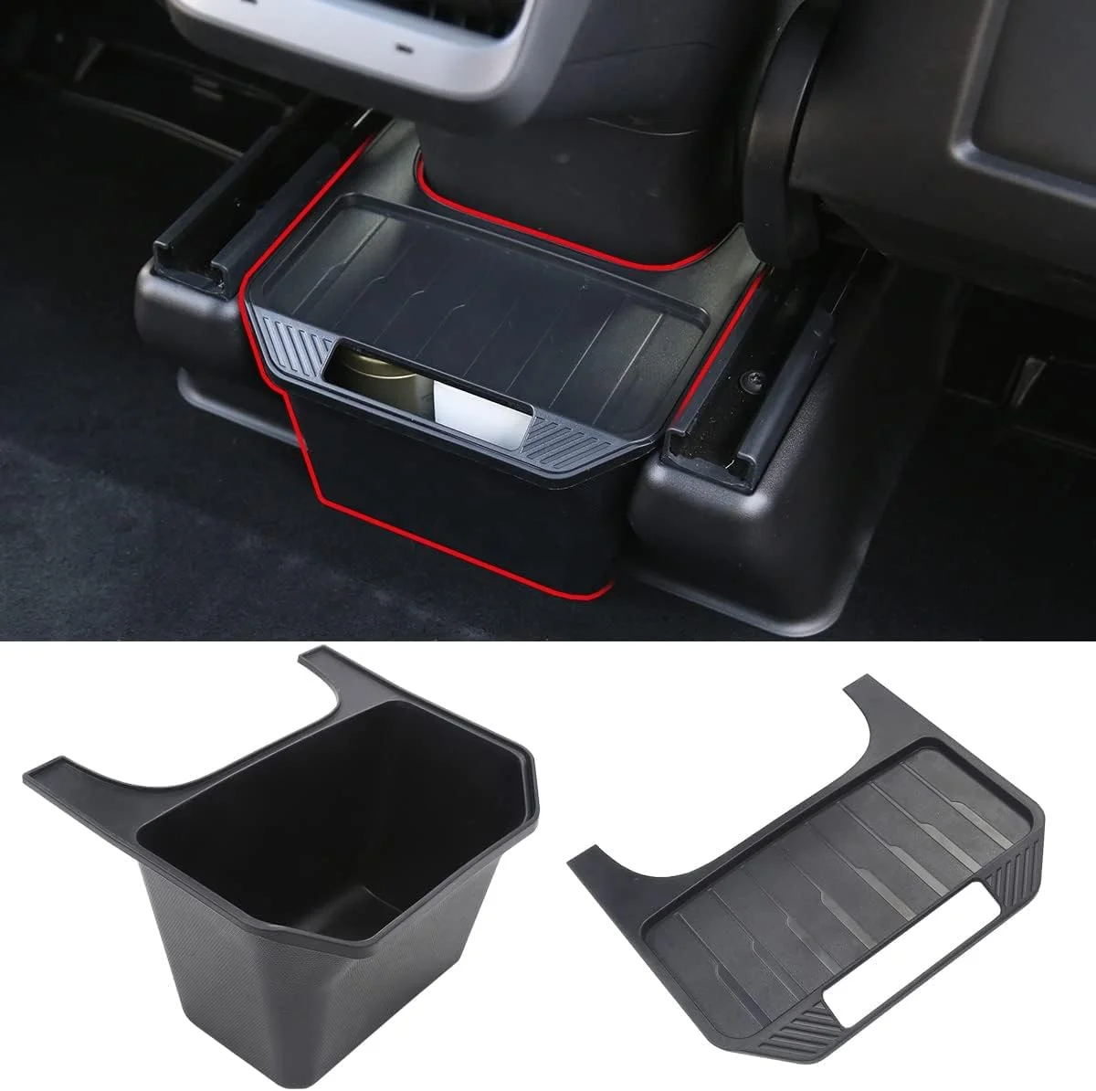 جعبه ذخیره سازی کنسول وسط عقب SYOSI برای تسلا مدل Y، سطل زباله ردیف دوم، سینی ذخیره سازی فلاکینگ سازمان دهنده کنسول، سطل زباله ماشین برای لوازم جانبی مدل Y 2020 2021 2022