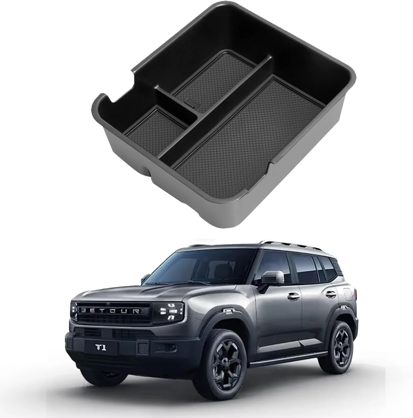 تقسیم کننده و سازمان دهنده کنسول وسط مناسب برای Jetour T1 مدل 2025 2026، لوازم جانبی داخلی خودرو، جعبه ذخیره سازی زیر آرنجی، سینی کشویی کنسول وسط.