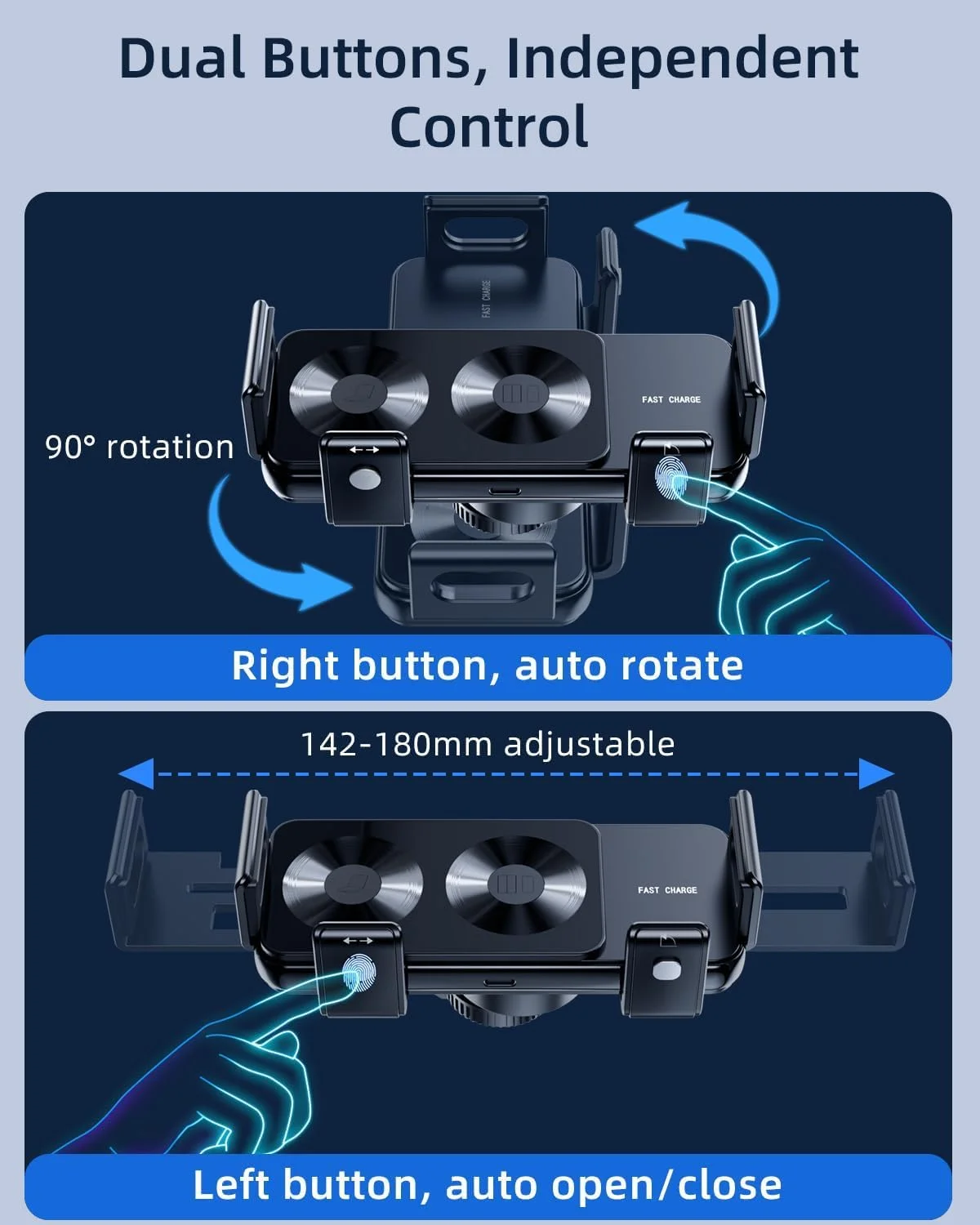 پایه نگهدارنده شارژر بی‌سیم خودرو KASTWAVE، چرخان [سیم‌پیچ دوگانه] شارژ سریع تلفن، برای Samsung Galaxy Z Fold 5/4/3/2، پایه نگهدارنده تلفن همراه دریچه هوا و داشبورد برای Galaxy Z Fold/لوازم جانبی اپل