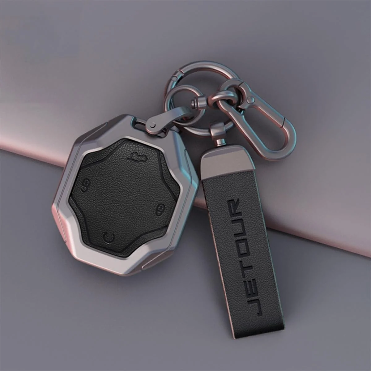 محافظ جاسوئیچی سازگار با Jetour Traveller T2 | لوازم جانبی JT T2 و قاب کلید | روکش آلیاژی کلید، کلیدهای خودرو را با سبکی بادوام محصور می کند (مشکی)