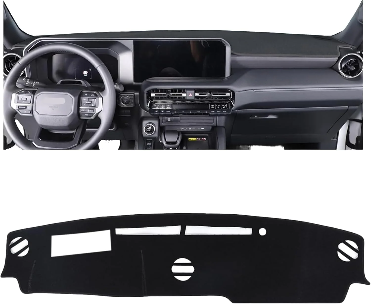 روکش داشبورد سازگار با تویوتا لندکروزر پرادو 250 J250 LC250 مدل 2024 2025+، پد ضد لغزش و سایه بان داشبورد خودرو (مشکی، بدون نمایشگر هدآپ)