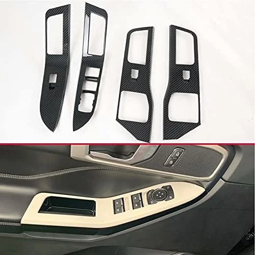 تزئینات روکش دسته درب و پنجره، قاب پنل سوئیچ، لوازم جانبی خودرو فیبر کربن، مناسب برای فورد، برای اکسپلورر ST U625 مدل 2020 و 2021 خودروهای فرمان چپ