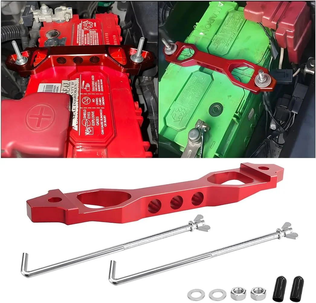 نگهدارنده باتری خودرو AICEL، بست نگهدارنده باتری خودرو آلیاژ آلومینیوم بیلت، قفل نگهدارنده میله ای خودرو با پیچ و مهره های آهنی گالوانیزه، لوازم جانبی خودرو برای اکثر وسایل نقلیه (قرمز) نگهدارنده باتری خودرو AICEL، بست نگهدارنده باتری خودرو آلیاژ آلومینیوم بیلت، قفل نگهدارنده میله ای خودرو با پیچ و مهره های آهنی گالوانیزه، لوازم جانبی خودرو برای اکثر وسایل نقلیه (قرمز)