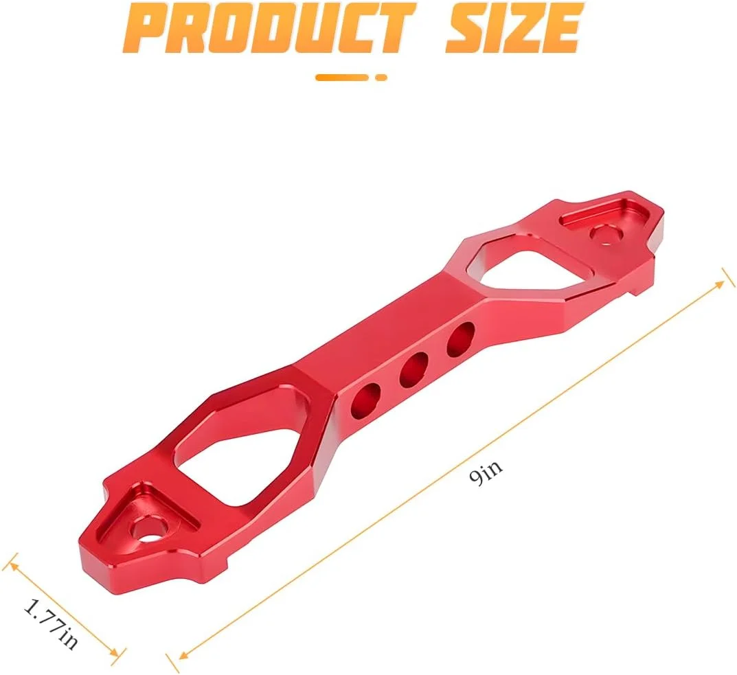 نگهدارنده باتری خودرو AICEL، بست نگهدارنده باتری خودرو آلیاژ آلومینیوم بیلت، قفل نگهدارنده میله ای خودرو با پیچ و مهره های آهنی گالوانیزه، لوازم جانبی خودرو برای اکثر وسایل نقلیه (قرمز)