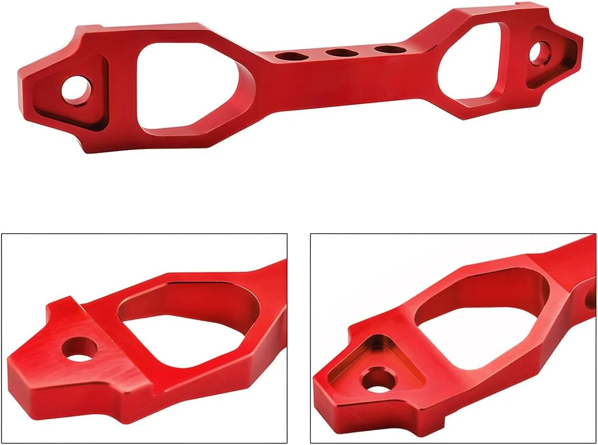 نگهدارنده باتری خودرو AICEL، بست نگهدارنده باتری خودرو آلیاژ آلومینیوم بیلت، قفل نگهدارنده میله ای خودرو با پیچ و مهره های آهنی گالوانیزه، لوازم جانبی خودرو برای اکثر وسایل نقلیه (قرمز)