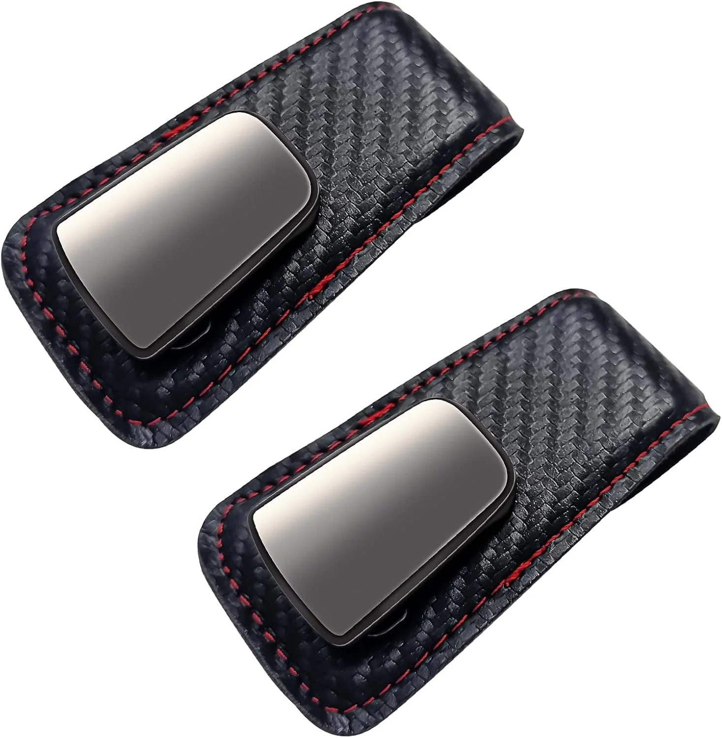 نگهدارنده عینک آفتابی KASTWAVE برای آفتابگیر خودرو، گیره عینک چرمی مغناطیسی با گیره کارت، لوازم جانبی آفتابگیر خودرو مناسب برای اندازه های مختلف عینک (مشکی) - بسته 2 عددی