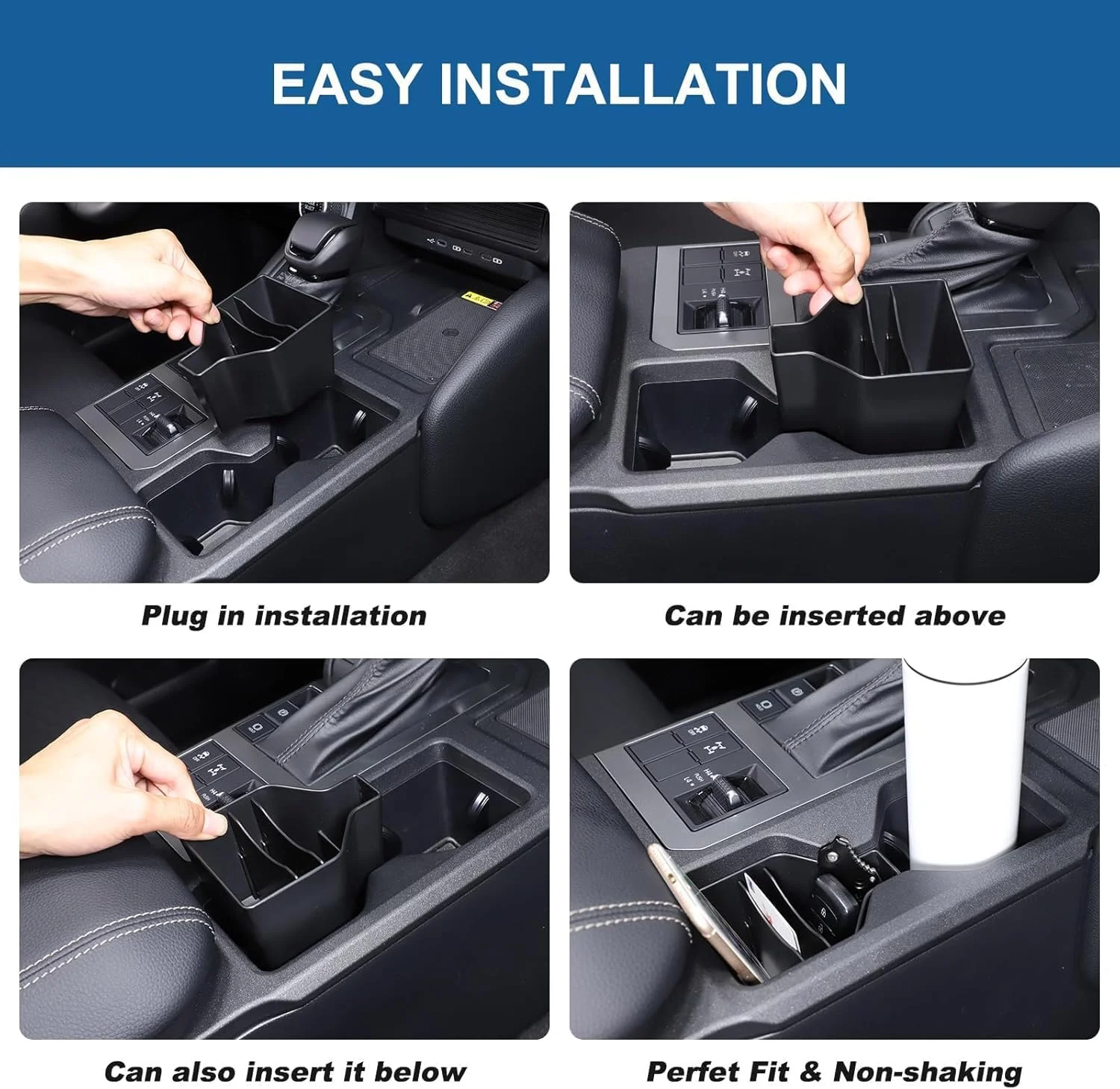 سازگار با جا لیوانی کنسول تویوتا لندکروزر 250 پرادو J250 LC250 مدل 2024 2025، جعبه نگهداری لیوان با جداکننده های داخل خودرو