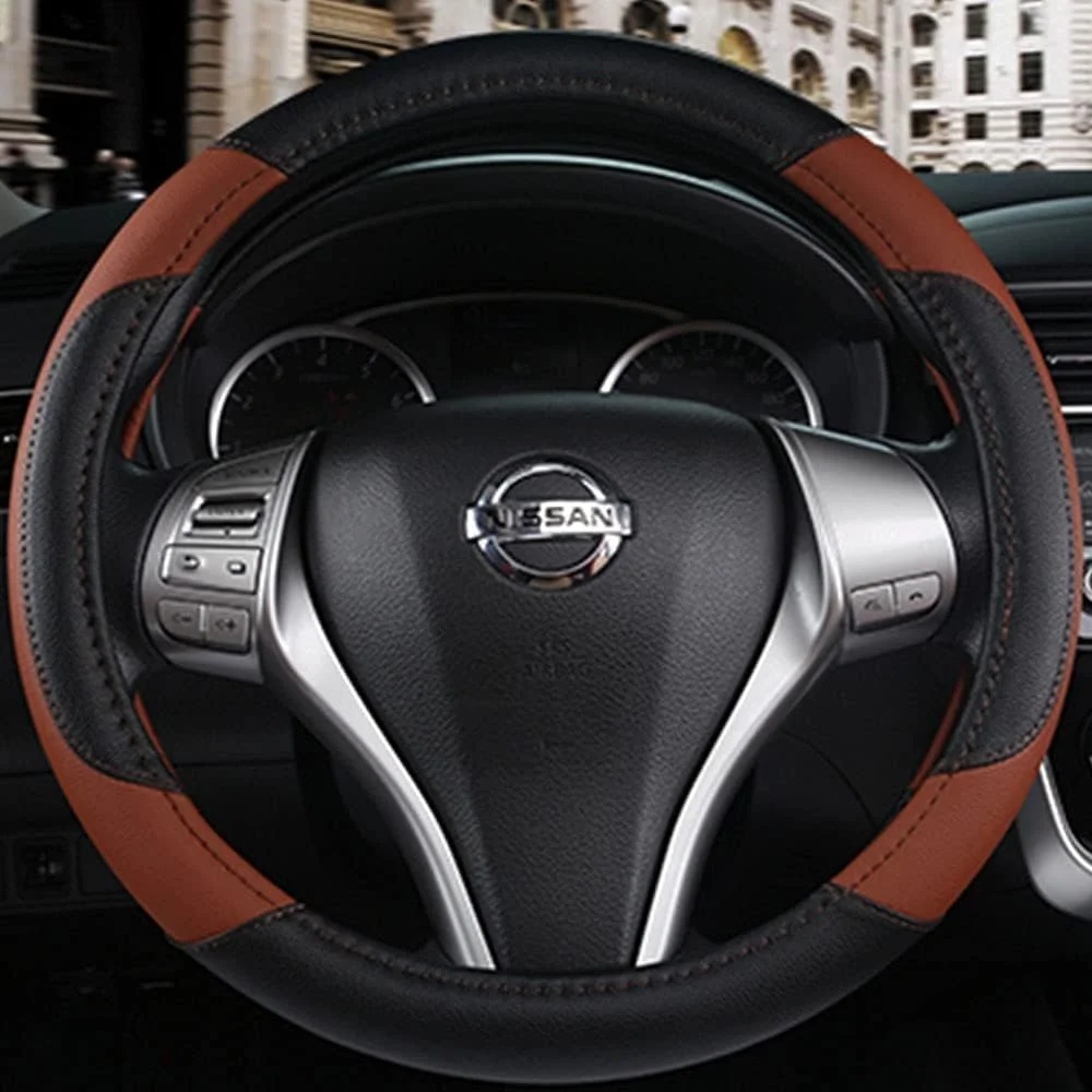 روکش چرمی فرمان خودرو، روکش فرمان چرمی میکروفایبر مناسب برای اکثر خودروها لوازم جانبی داخلی خودرو