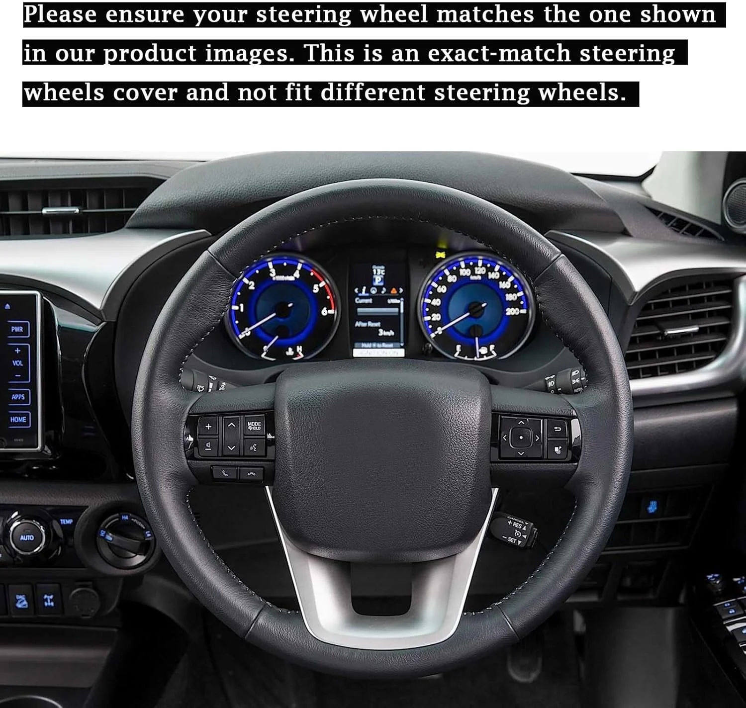 روکش فرمان خودرو USHTIGER مناسب برای تویوتا هایلوکس 2015 و فورچونر 2016-2021، دوختنی، لوازم جانبی داخلی خودرو، چرم میکروفیبر مشکی