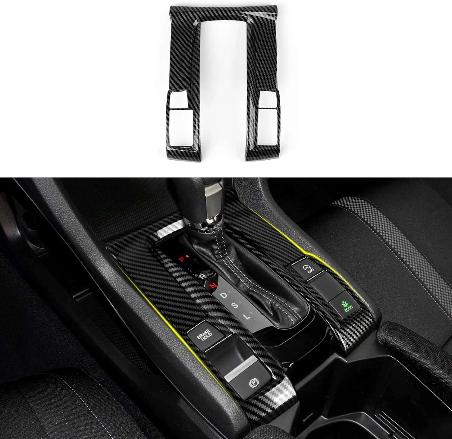 برچسب های پوشش پانل دنده خودرو BRMYL برای هوندا سیویک 2016 2017 2018 2019 2020 2021 نسل دهم، لوازم جانبی، برچسب های فیبر کربن ABS