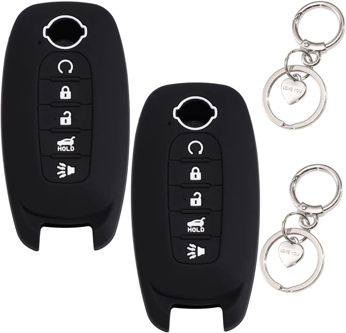 کاور سیلیکونی مشکی ریموت خودرو Lcyam مناسب برای Pathfinder Rouge با 5 دکمه سازگار با نیسان 2023 2024 لوازم جانبی خودرو (مشکی مشکی)
