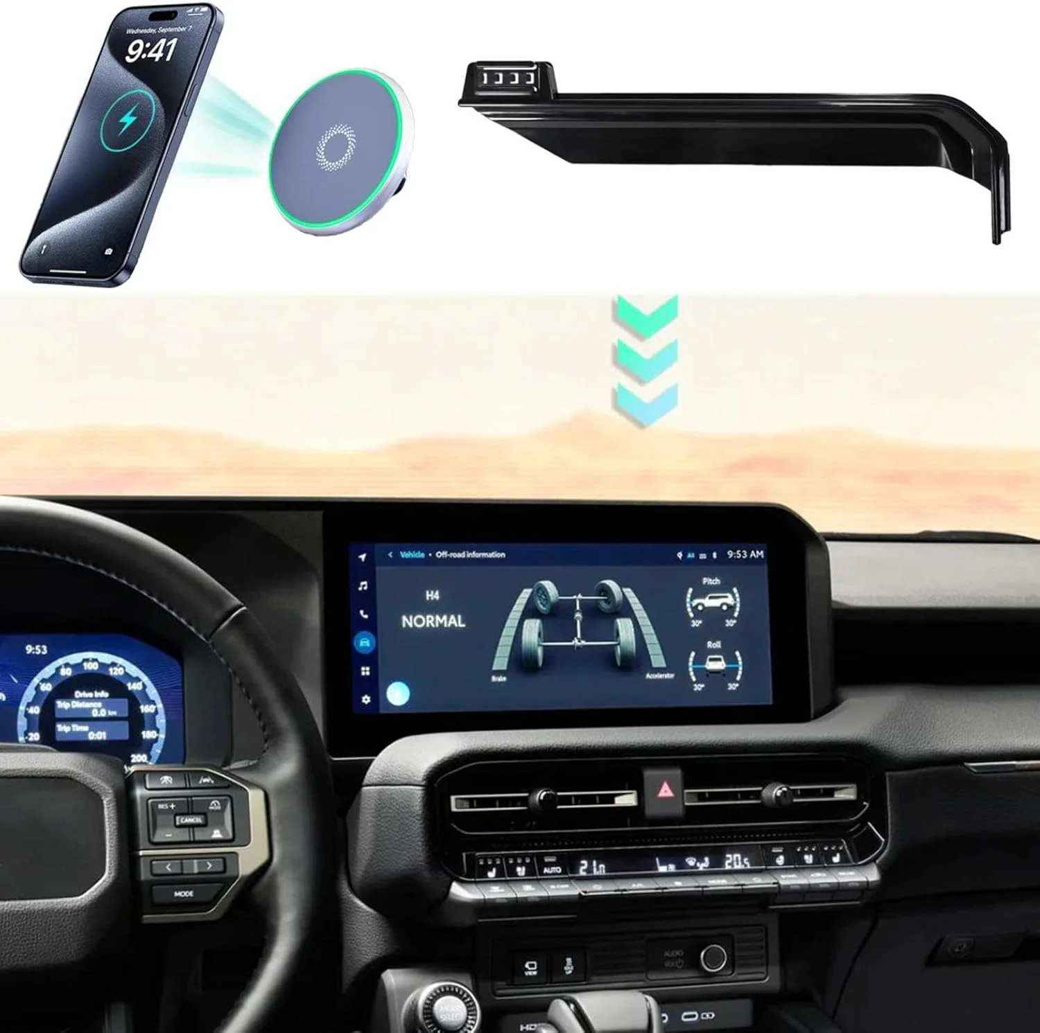 نگهدارنده تلفن همراه خودرو Rufutle برای تویوتا لندکروزر پرادو 250 J300 مدل 2024، پایه نگهدارنده تلفن همراه خودرو، لوازم جانبی خودرو