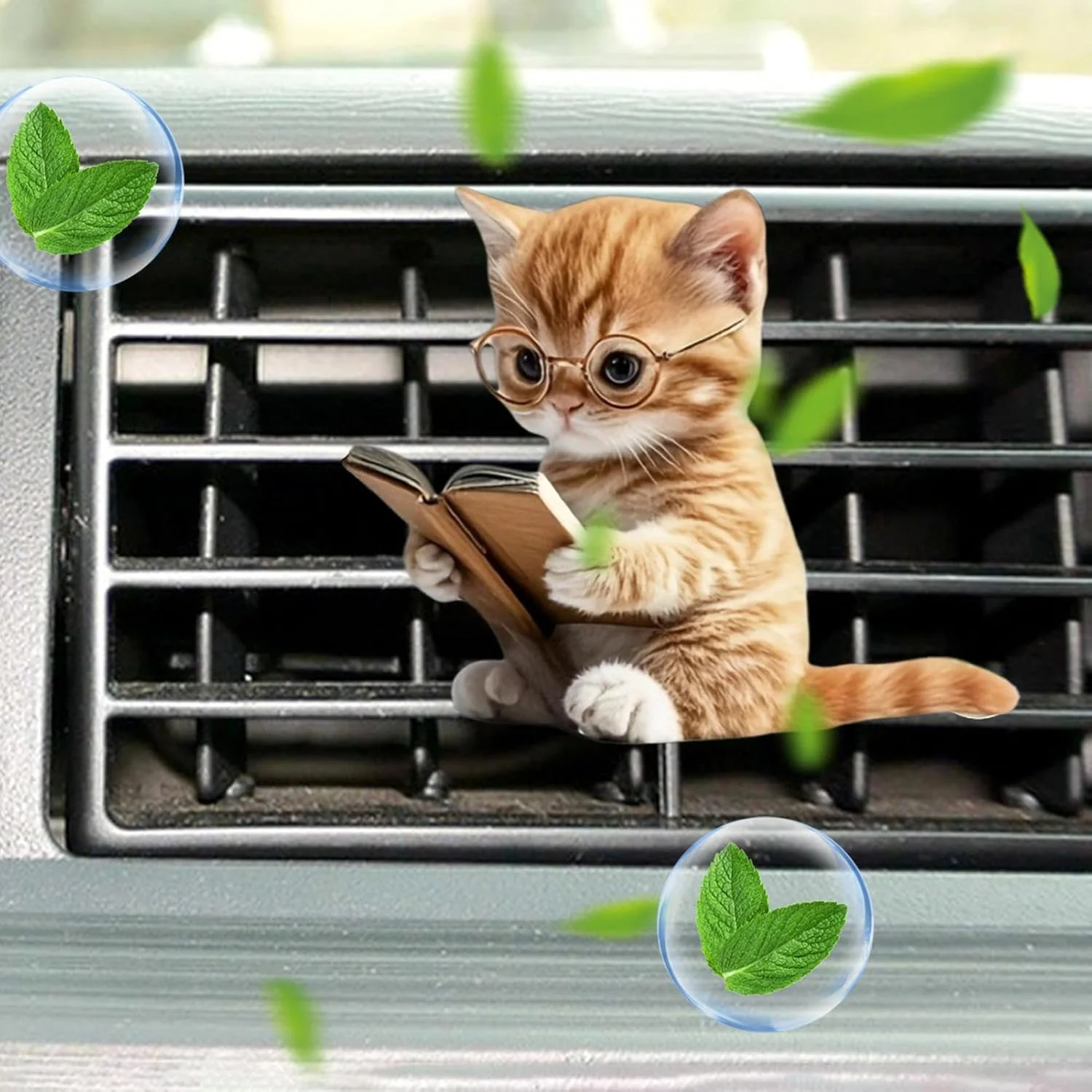 خوشبو کننده دریچه هوا - گیره دریچه هوا طرح گربه زیبا - خوشبو کننده با رایحه درمانی ماندگار سه بعدی اکریلیک مناسب رانندگان، مسافرت، آقایان، سفرهای جاده ای، خودرو، دختران، تزیینات داخلی