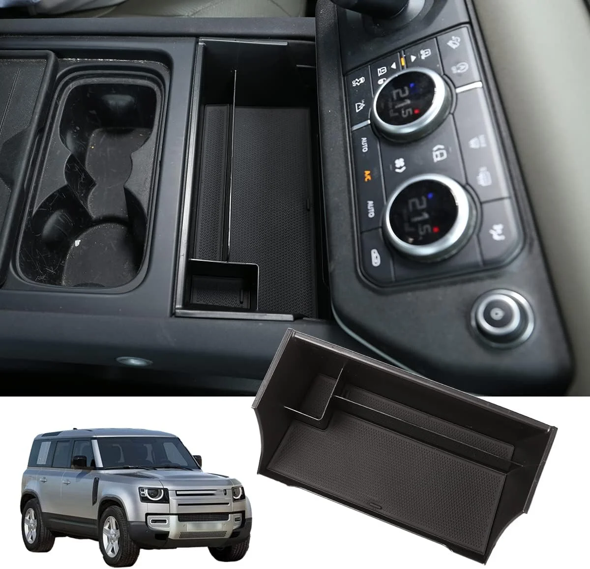 جعبه نظم دهنده کنسول وسط خودرو مناسب برای لندرور دیفندر 90 110 مدل 2020-2024، رنگ مشکی