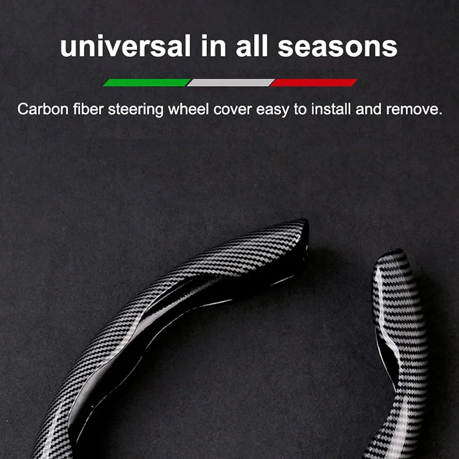 روکش فرمان خودرو ELECDON فیبر کربنی، لوازم جانبی داخلی خودرو، روکش فرمان خودرو فیبر کربنی اسپرت ضد لغزش، محافظ فرمان خودرو، مناسب برای قطر 38 سانتی متر (15 اینچ)