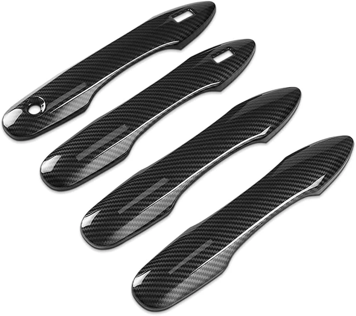 روکش دستگیره درب خودرو DLOVEG سازگار با تویوتا کمری 2018-2022 2023، محافظ دستگیره سازگار با تویوتا کرولا آوالون 2022-2020 با 2 سوراخ هوشمند بدون کلید (طرح فیبر کربن)