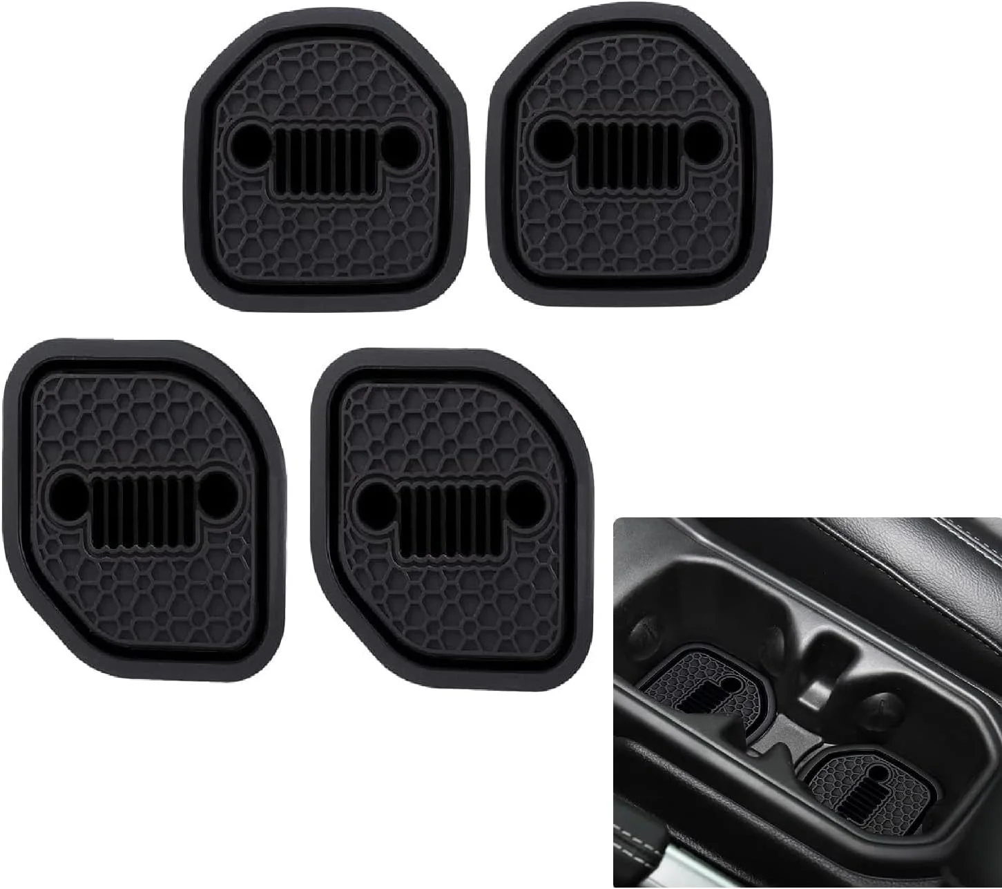 پد زیر لیوانی خودرو، 4 عدد زیر لیوانی مناسب برای جیپ رانگلر JL JLU مدل 2018-2022، لوازم جانبی داخلی برای گلادیاتور JT مدل 2020-2022 اسپرت و روبیکان - مشکی