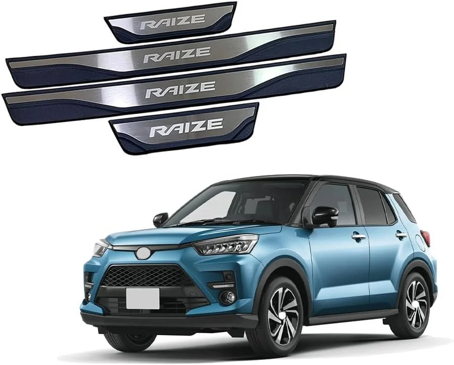 محافظ رکاب درب خودرو 4 عددی مناسب برای تویوتا Raize مدل 2021-2023 2024 2025، محافظ ضد خش رکاب درب خودرو، محافظ ضد برخورد رکاب بیرونی درب خودرو، لوازم جانبی استیکر، A