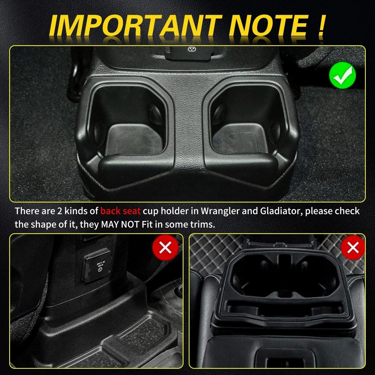 پد زیر لیوانی خودرو، 4 عدد زیر لیوانی مناسب برای جیپ رانگلر JL JLU مدل 2018-2022، لوازم جانبی داخلی برای گلادیاتور JT مدل 2020-2022 اسپرت و روبیکان - مشکی