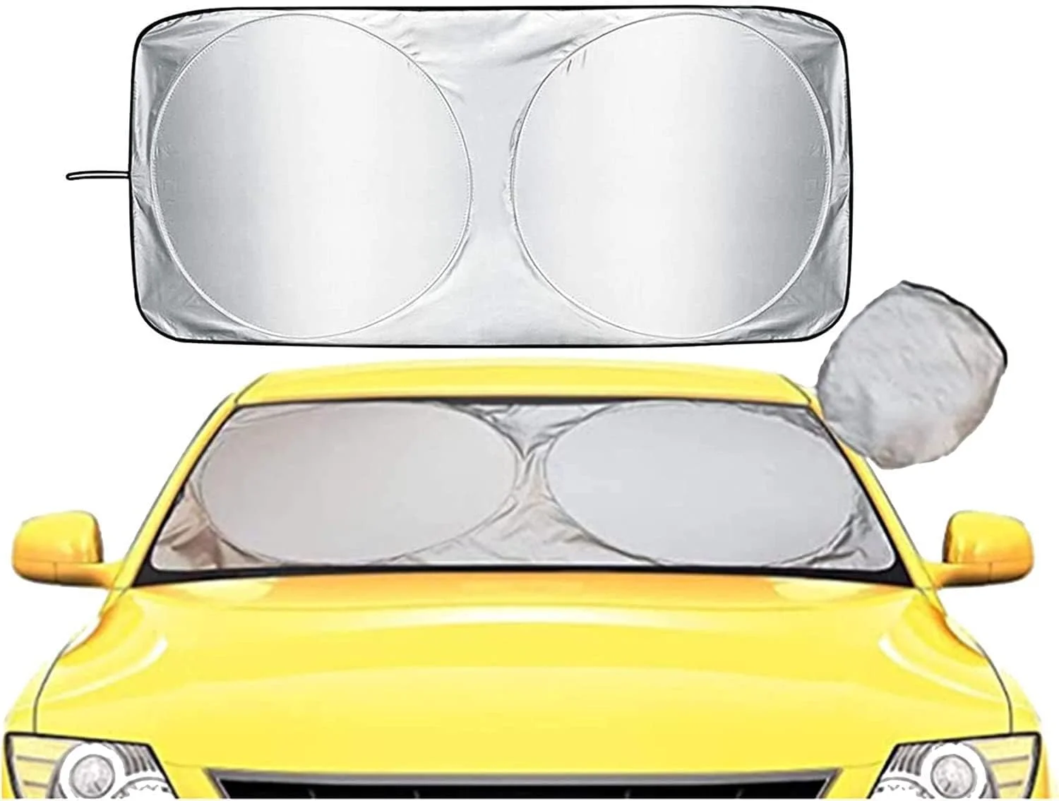 آفتابگیر شیشه جلوی خودرو ECVV با کیف نگهداری | سایه بان تاشو برای محافظت در برابر گرما و خنک نگه داشتن فضای داخلی خودرو (استاندارد)