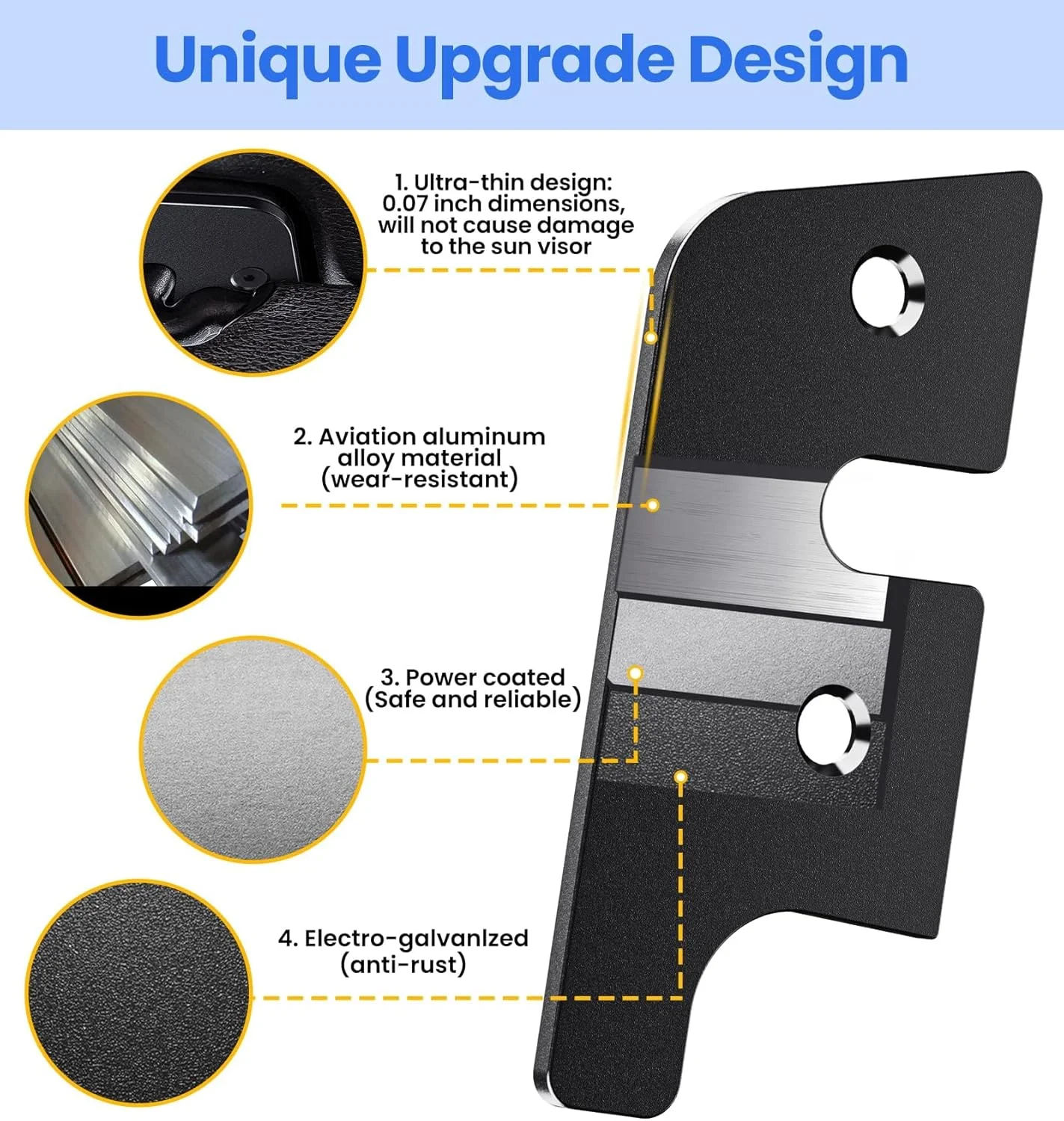 کیت تعمیر آفتابگیر خودرو جیپ، بسته 2 عددی، کیت تعمیر آفتابگیر آلیاژ آلومینیوم ارتقا یافته، مناسب برای جیپ رانگلر JK 2018 / رانگلر 2018-2024 / لوازم جانبی خودرو گلادیاتور 2020-2024