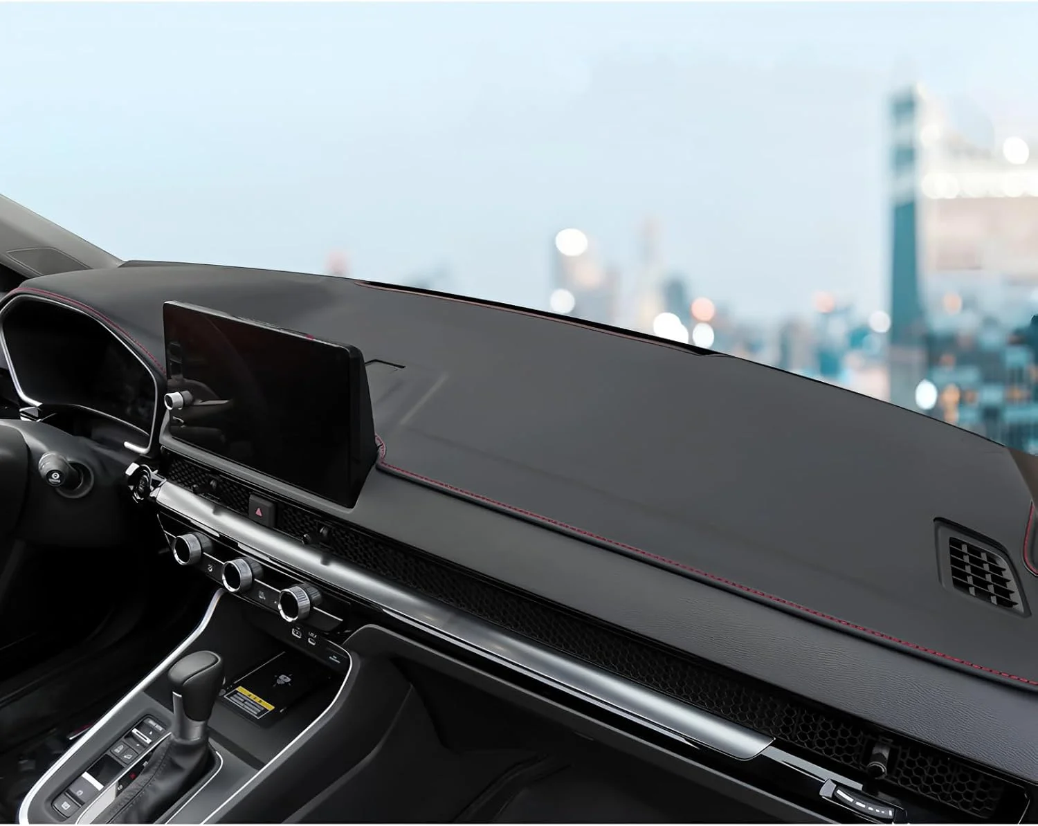 روکش داشبورد خودرو مناسب برای هوندا CR-V سال‌های 2023، 2024 و 2025، روکش کنسول مرکزی، لوازم جانبی داخلی برای هوندا 2025، پد چرمی میکروفیبر (با HUD، خط قرمز)