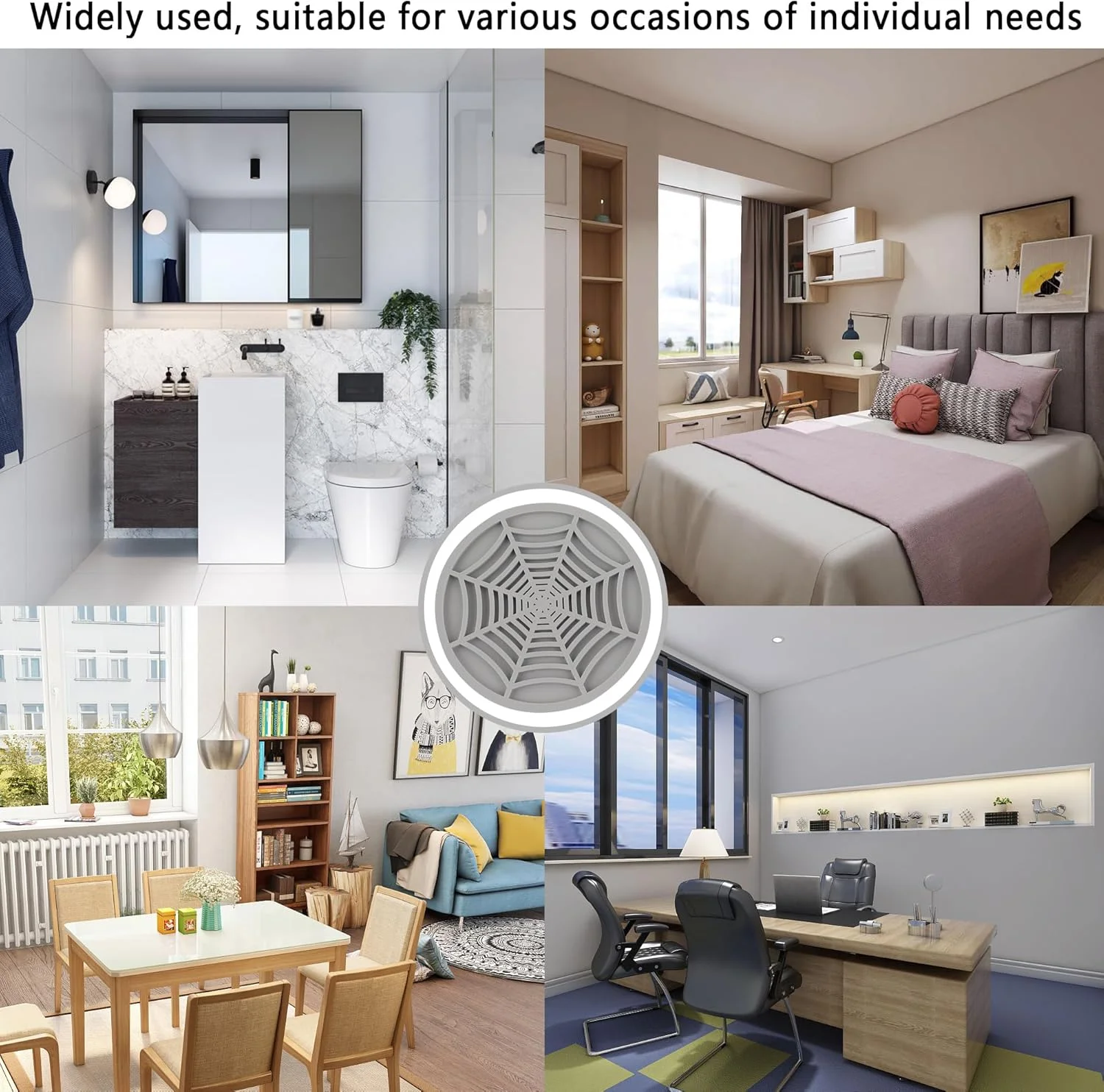 زیرلیوانی خودرو سیلیکونی Salior طرح تار عنکبوت، ضد لغزش، لوازم جانبی داخلی خودرو، جهانی، 2.75 اینچ، مناسب برای خانم ها و آقایان (خاکستری)، 4 عدد