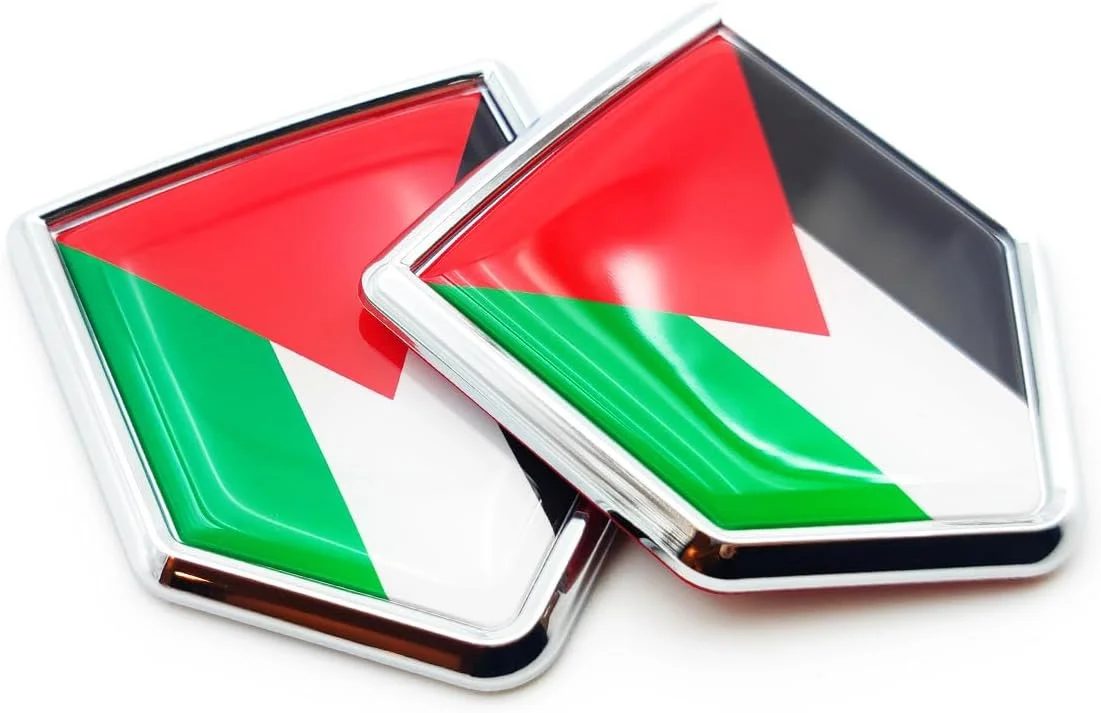 برچسب پرچم فلسطین Newperlite، نشان خودرو، لوازم جانبی تزئین خودرو پرچم فلسطین، سپر کرومی برای کامیون، خودرو، 2 عدد